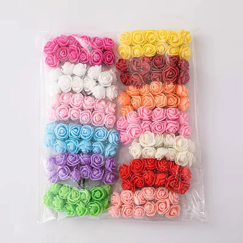 144Pcs Artificial Flowers Foam Multicolor Wedding Home Decor Scrapbooking Craft Wreath Accessorie Little Roses