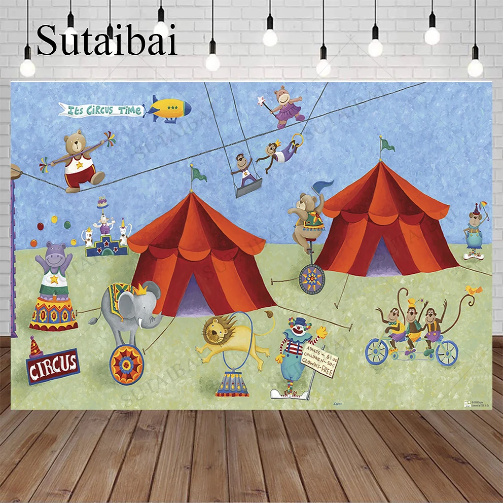 

Cartoon Party Theme Background of Photography Celebrate Circus Tent Decoration Room Supplie Newborn Baby Creative Vinyl Backdrop