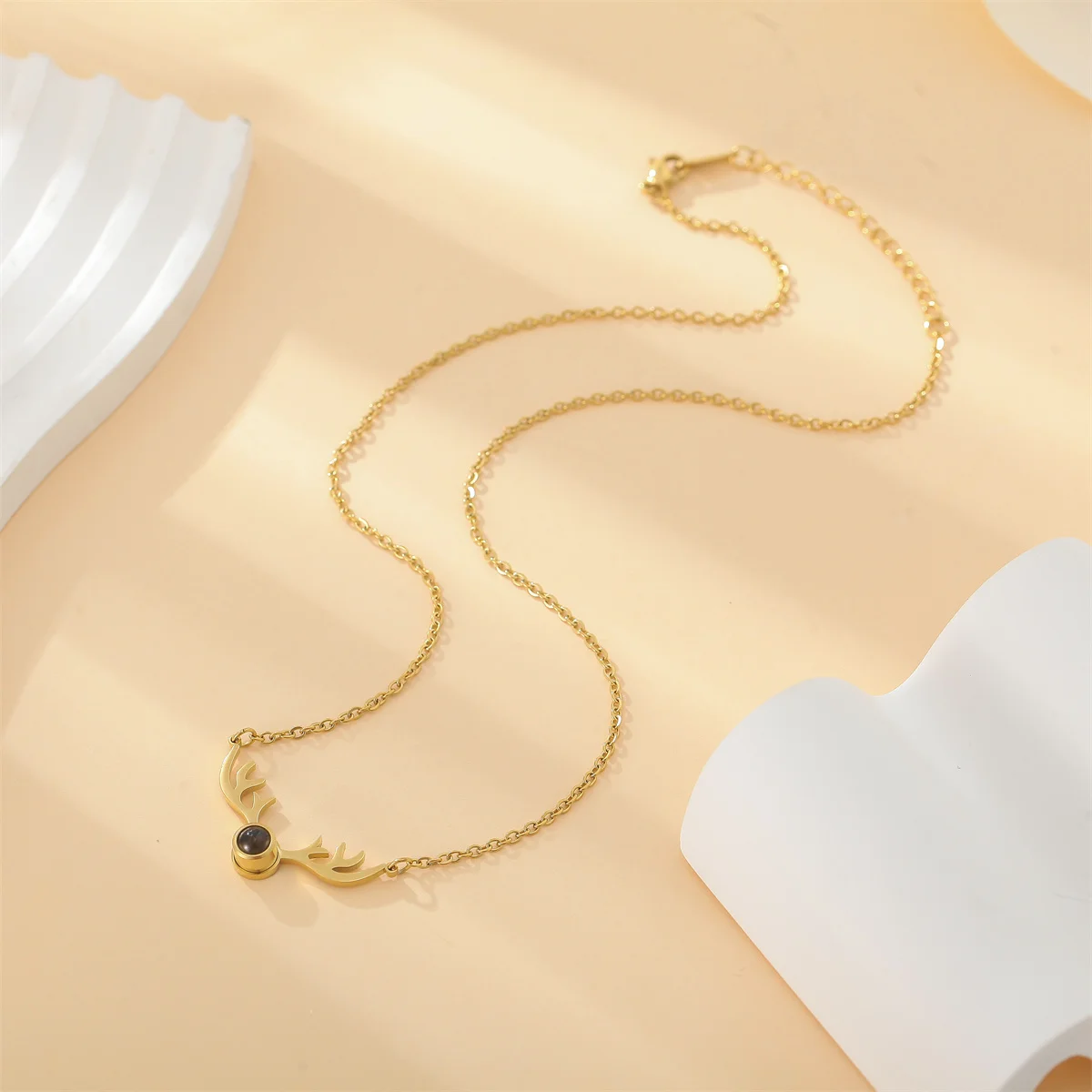 Antler Custom Projection Necklace Romantic Moose Picture Pendant Personalized Picture Necklace Christmas Gift for Her