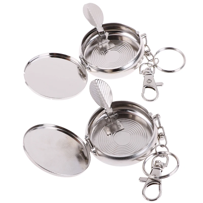 Stainless Steel Portable Ashtray with Key Chain and Cigarette Pocket