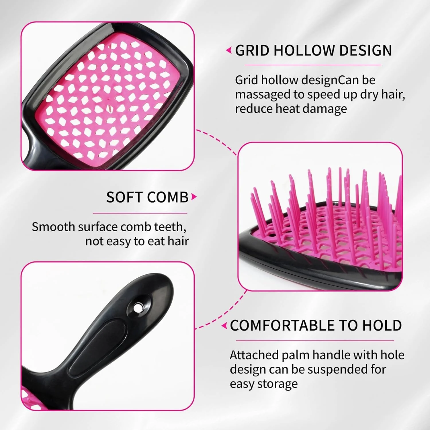 Massage Anti-static Hollow Out Wet Comb Curly Air Cushion Tangled Hair Hair Brush Hair Brushes Barber Salon Styling Tool 3