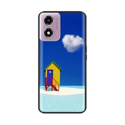 Chic Painted Soft Black Silicone Shockproof Phone Case - Compatible with Motorola Moto E14 - 6.56'' for Moto E14 (01625)