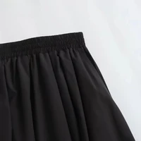 Jupe longue plissée large noire style trapèze pour femme, style vintage chic, taille haute, élégante, nouvelle collection printemps 4