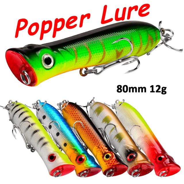 Popper Fishing Lure 80mm 12g Floating Pencil Topwater Bait Fishing Hard  Bait Artificial Wobblers Freshwater Bass Pesca Tackle - AliExpress