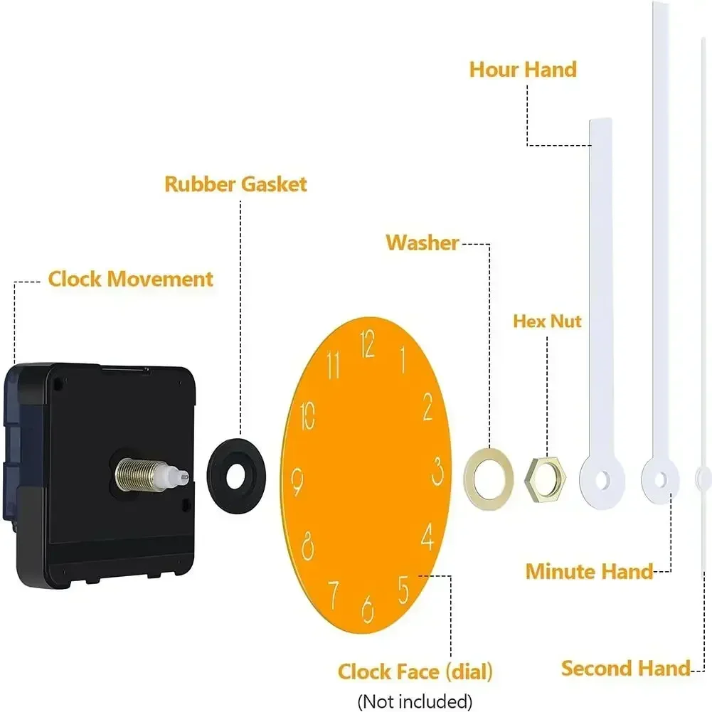 1 Set Hanging DIY Quartz Watch Silent Wall Clock Movement Quartz Repair Movement Clock Mechanism Parts Clock Parts With Needles 5