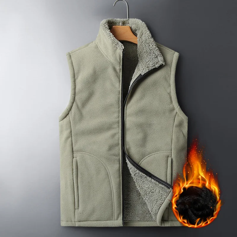 

2022 Men' Sleeveless Vest Jackets Winter Fashion Vest Male Cotton-Padded Fleece Vests Men Thick Warm Waistcoats Men Clothing