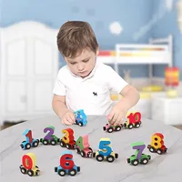 12 Sections Magnetic Wooden Train Toys 0-10 Numbers Toy Car Kids Montessori Color Cognition Building Block Puzzle Toys 1