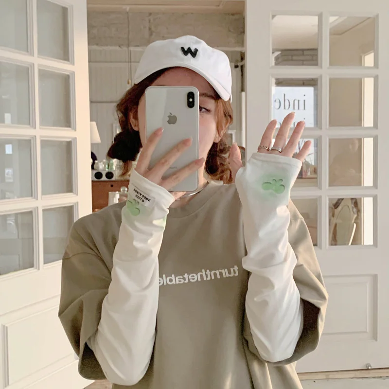 Summer Women Sun Protection Arm Sleeves Breathable Sunscreen Driving Gloves Summer Sunscreen Pure Color Sleeve For Women