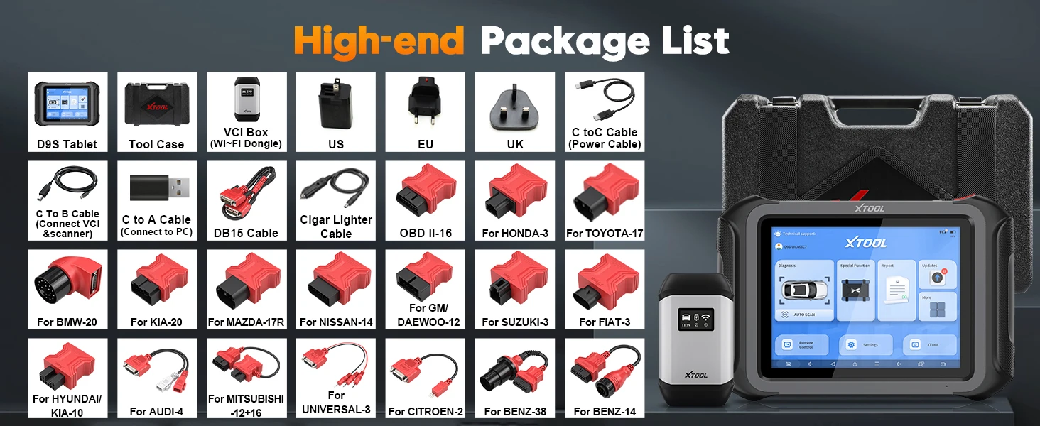 XTOOL D9S Autodiagnosetool ECU-Codierung 45+ Resets Schlüsselprogrammierung FCA AutoAuth DOIP CANFD Topologie D9 Kfz-Scanner – Detail 13