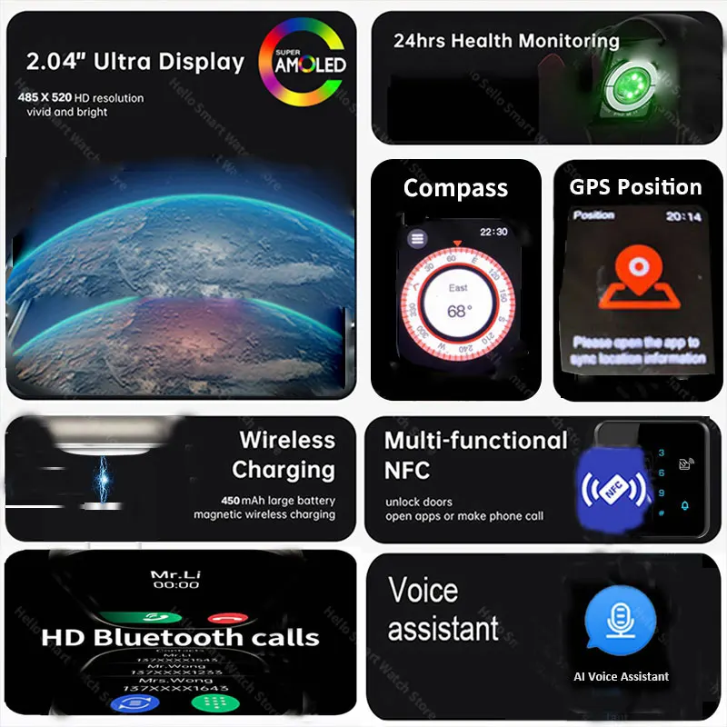     ð, Ʈ ġ 3 ÷ Ʈ 2 AMOLED 4G ROM, NFC ħ  ȭ, 49mm Ʈġ, 2024