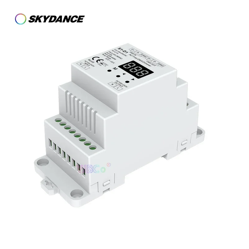 Skydance S1-D1 DIN rail AC DMX512 Dimmer 1CH*2A 110V-220V AC 480W RDM Triac DMX Dimmer,Numeric display DMX 512 LED controller s1 dr din rail 2 channel ac triac dmx dimmer dual channels output silicon 2ch dmx 512 controller 110v 220v ac numeric display