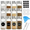 12Pcs/Set Seasoning Jars Square Glass Spice Bottle With Bamboo Lid Salt Pepper Shakers Spice Storage Jar Kitchen Accessories 1