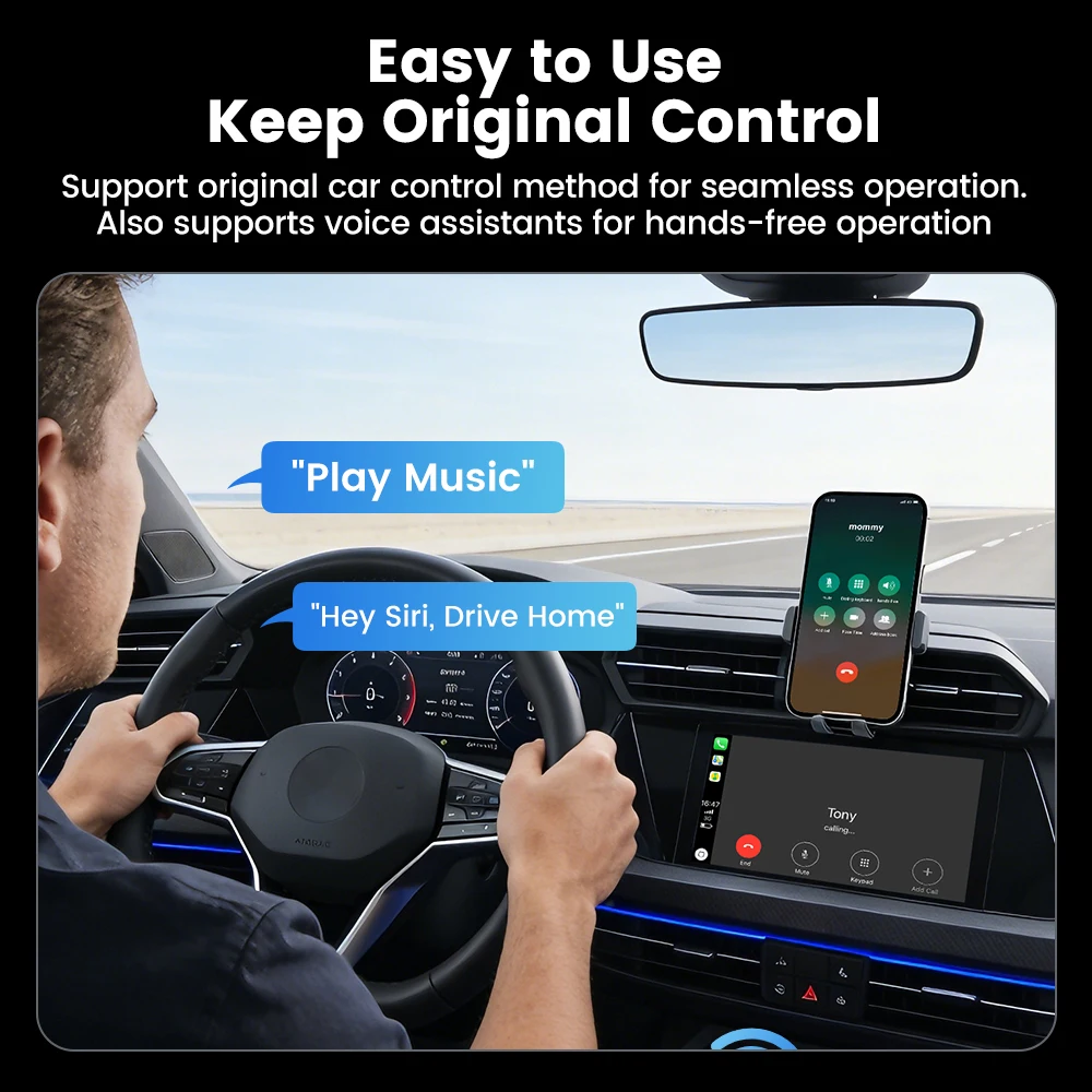 Toocki Wireless CarPlay & Android Auto Adapter with Dual-Band WiFi and Bluetooth Connectivity for Effortless In-Car Integration