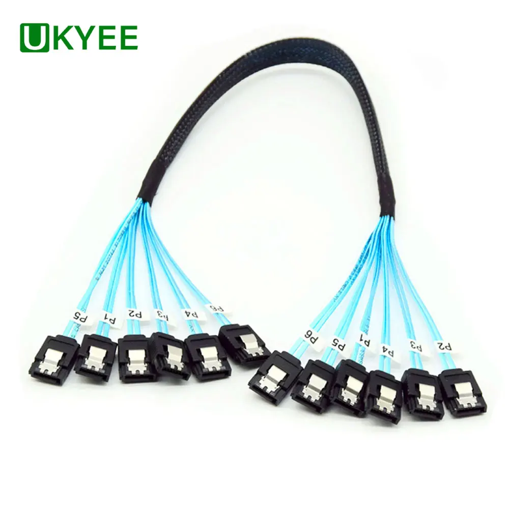 

UKYEE 6Pcs/Set SATA 3.0 Cable, High Speed 6Gbps Sata Cable with Mark SAS Cable for Server HDD SDD DVD Drivers SSD Data Cable