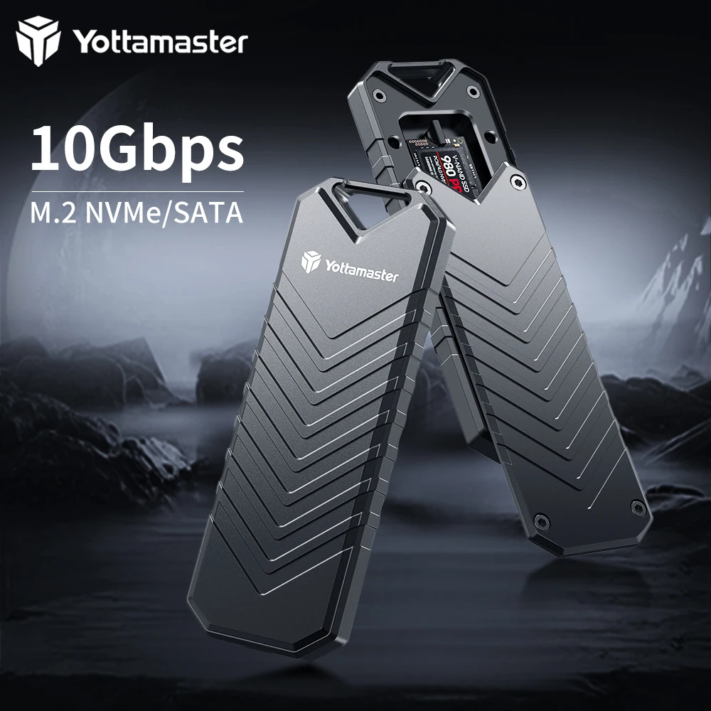 

Yottamaster NVMe/SATA Hard Disk Enclosure Dual Protocol M.2 SSD Case Up to 1000Mb/s Reading USB3.2 Gen2 M/B&M-key 4TB Capacit