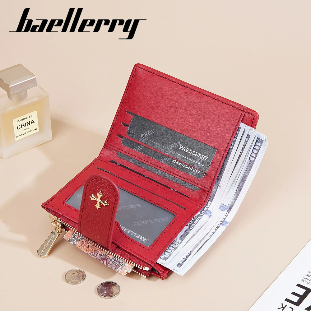 Baellerry Mini Zip Wallet for Women Gift - PU Multifunctional Travel Purse, Slim RFID-Free Card Case