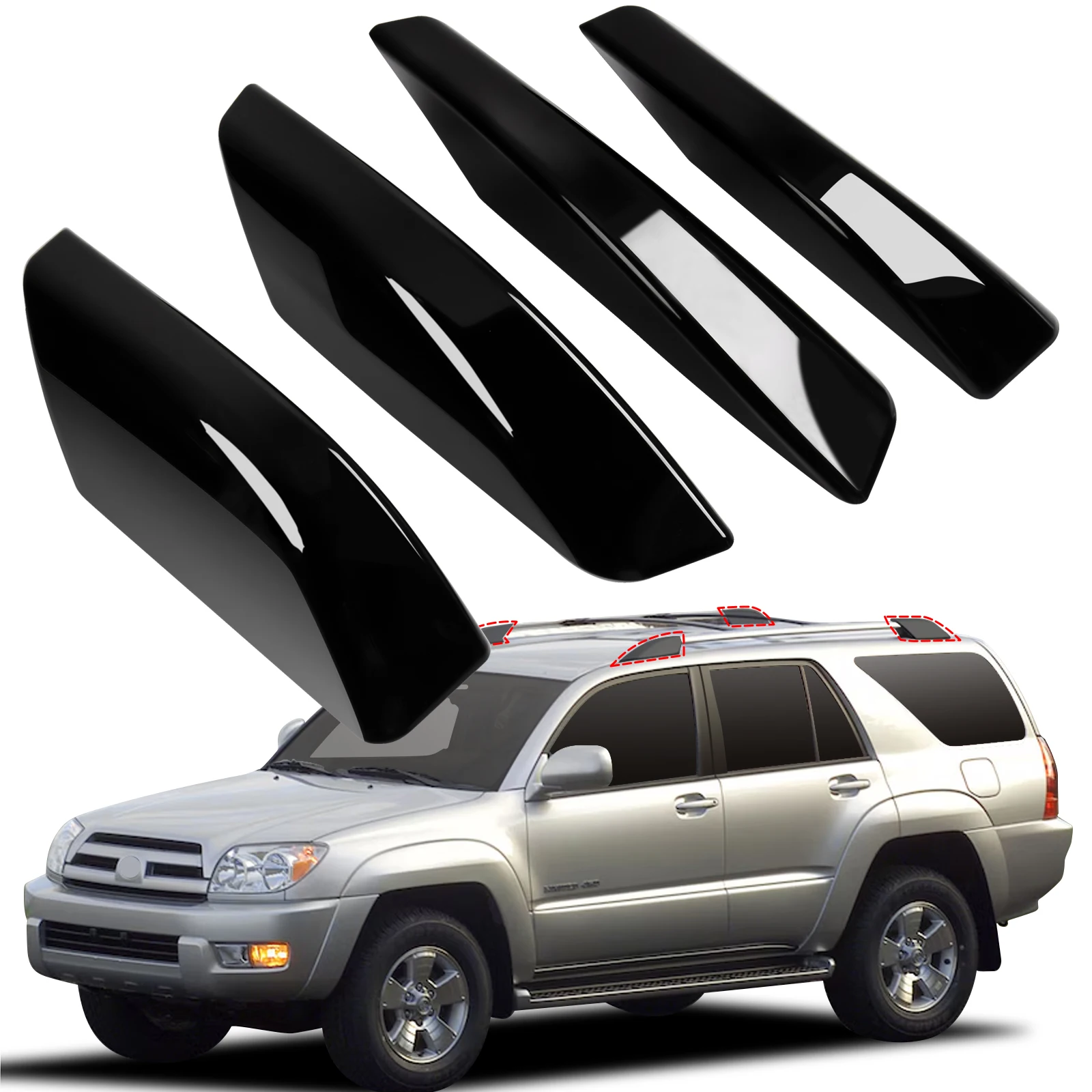 Roof Luggage Rack Cover Compatible With Toyota 4Runner 4WD N210 2003 2004 2005 2006 2007 2008 2009 Roof Rails Rack End Caps