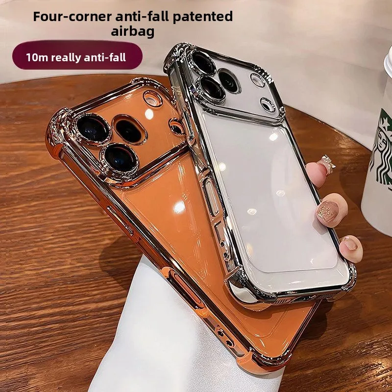 Stylish Electroplated Frame Transparent Skin-Friendly TPU Shockproof Case
