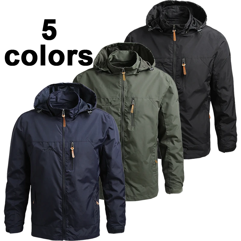 

Men's outdoor training suit waterproof and windproof soft shell single layer sprint jacket spring and autumn hooded windbreaker