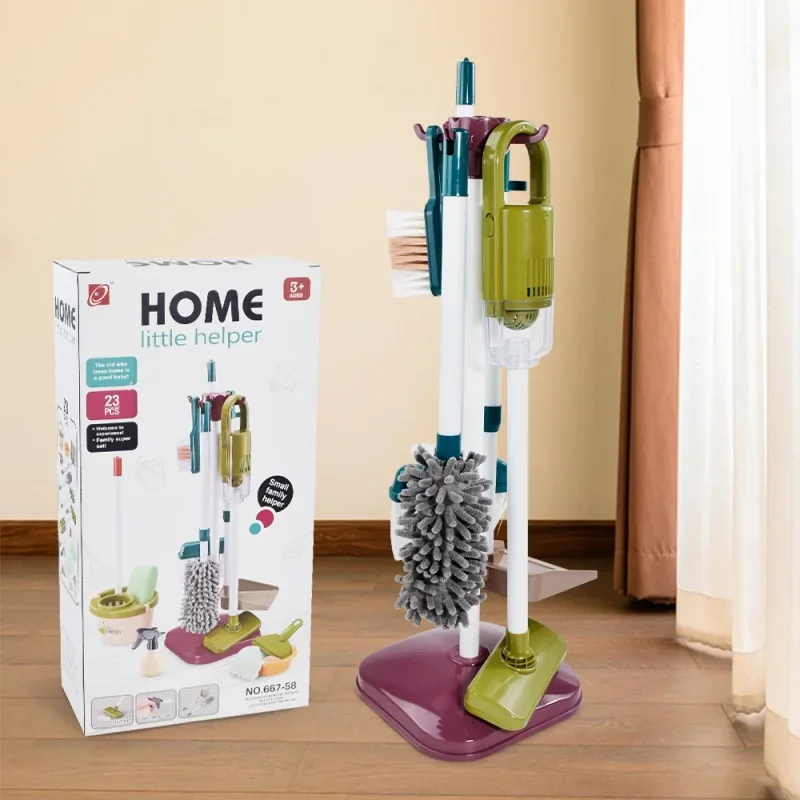 Kids Simulated Life Cleaning Toys Children's Pretend Play Cleaning Set and Sanitation Simulation Broom Vacuum Cleaner Tool Toys