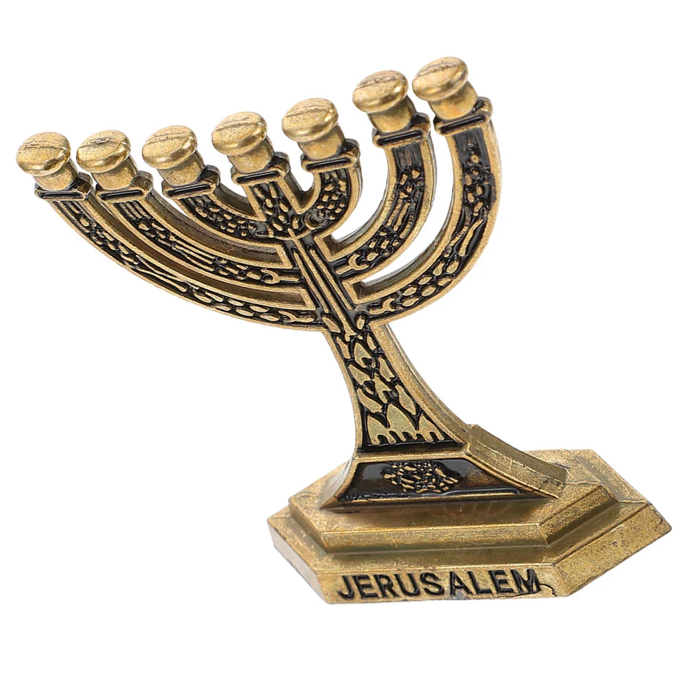 Hanukkah Traditional Chanukah Menorah 7 Branch Jerusalem Temple Holder Jewish Israel Candlestick Taper Holder candle holders