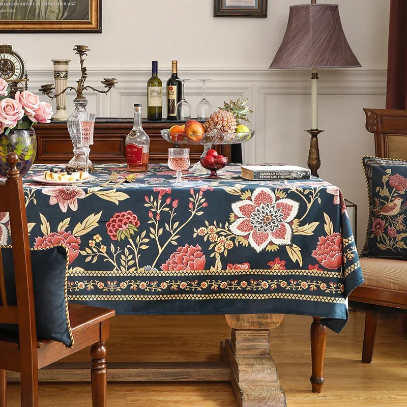 

Retro tablecloth, medium ancient style, high-end atmosphere, rectangular tea table tablecloth for household use