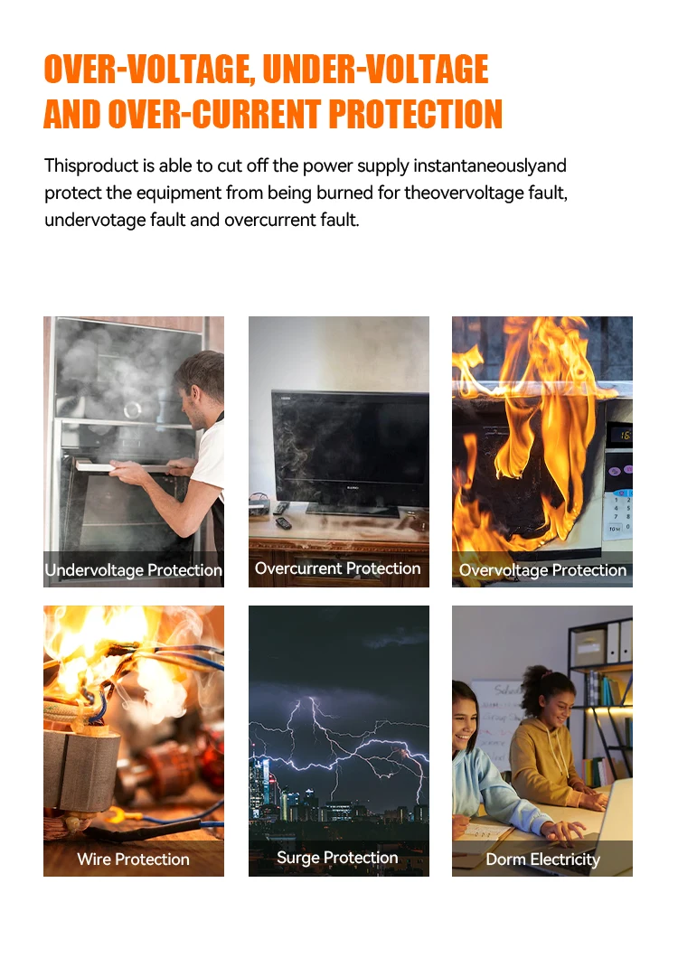 Description Picture 3 of itemETEK Relay Adjustable Over Voltage Current and Under Voltage Protective Device Protector Relay40A 63A EKVAP