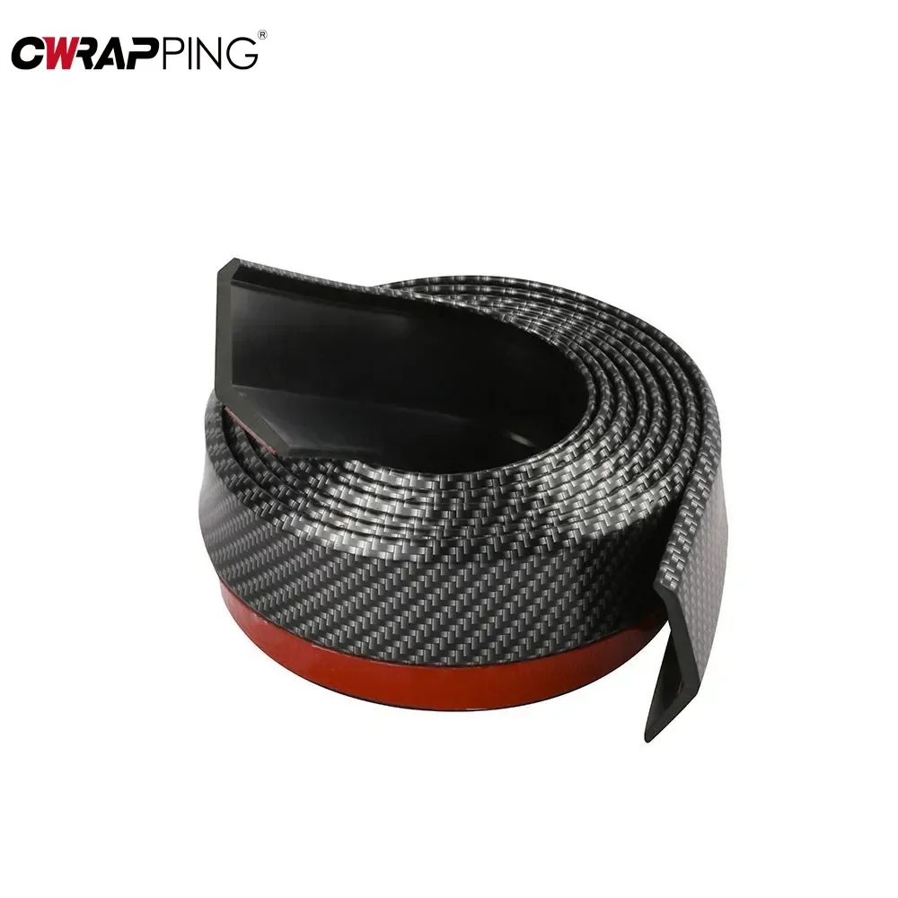 Car Front Bumper Anti Collision Strips Carbon Fiber Rubber Strip Lip Skirt Protector