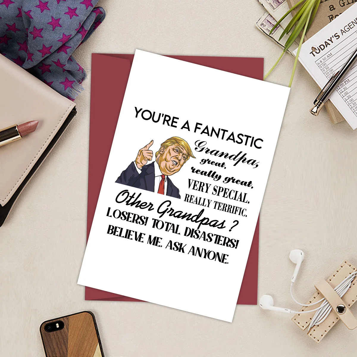 1PC Funny Trump Grandpa Card,You're a Fantastic Grandpa,Creative Grandpa Birthday Gift,Humorous Greeting Cards,Gift Card