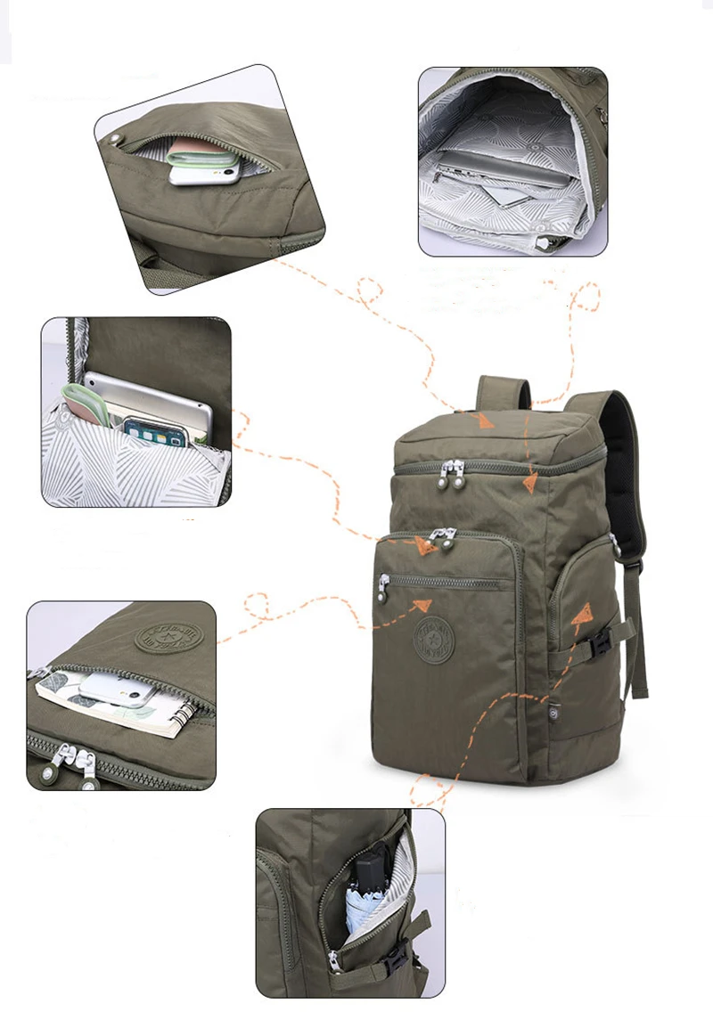 Highend Waterproof A4 Large Capacity 15.6'' Laptop Women Men Backpack Outdoor Hiking Camping Travel Duffel Bag Lightweight M1976 4