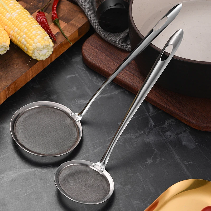 Multi-functional Filter Spoon Kitchen Stainless Steel Colander Fine Mesh Wire Oil Skimmer Strainer Fried Food Net Kitchen Tools