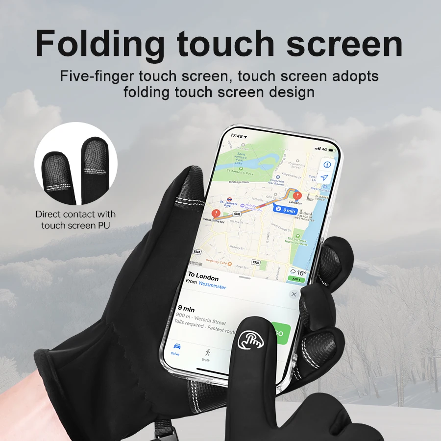 USB Heated Cycling Gloves Winter Waterproof Touch Screen Ski Gloves Rechargeable Heating Motorcycle Bicycle Warm Gloves 5