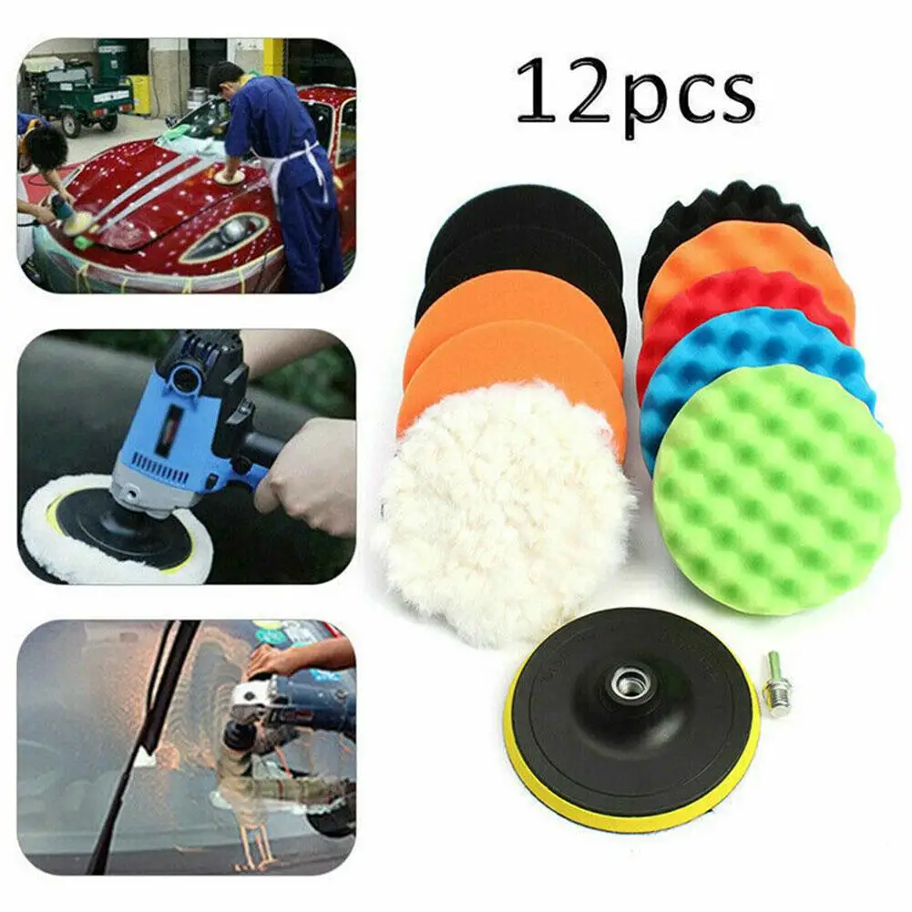 12ps Car Polishing Pads Drill Sponge Buffing Waxing Clean Buffer Pad for Drill Wheel Polisher Waxer Washing Car Gadget L2E2 car polishing pad car polisher car polish pad