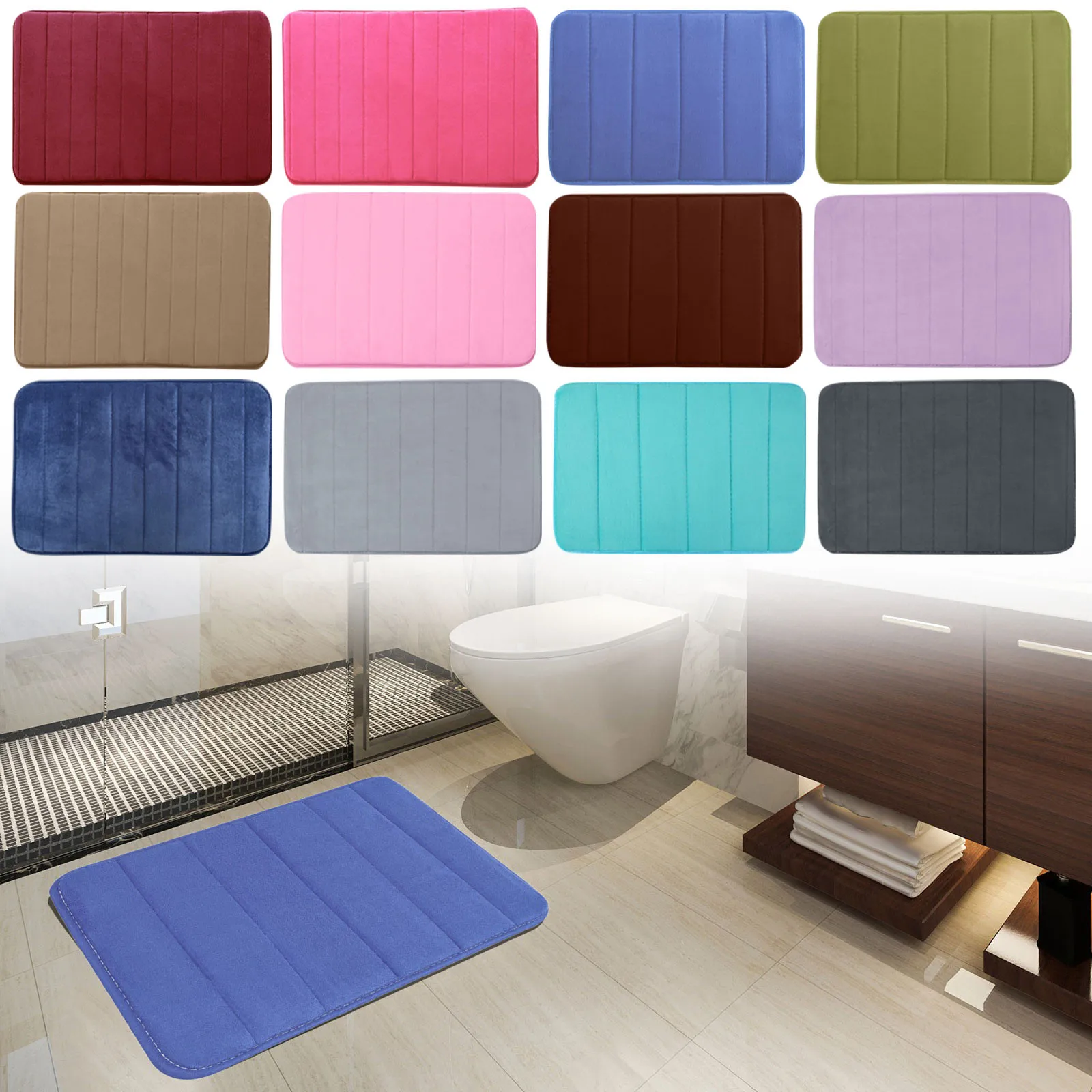 

High-hair Bath Mat Toilet Door Absorbent Floor Mats Carpet Bedroom Non-slip Foot Bathroom Rug Kitchen Washable Toilet Mat