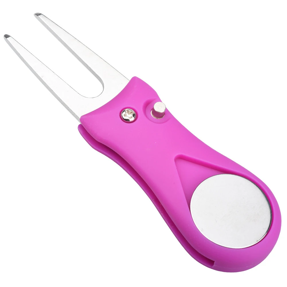 1pcs Golf Divot Repair Tools With Ball Marker Pitch Mark Fork Golf Pitchfork Golf Accessories Putting Fork Golf Training