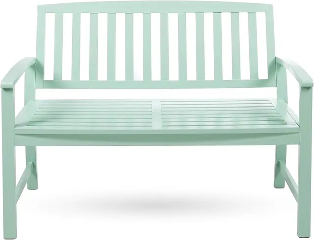 Enjoy the Outdoors with the Outdoor Acacia Wood Bench in Light Mint