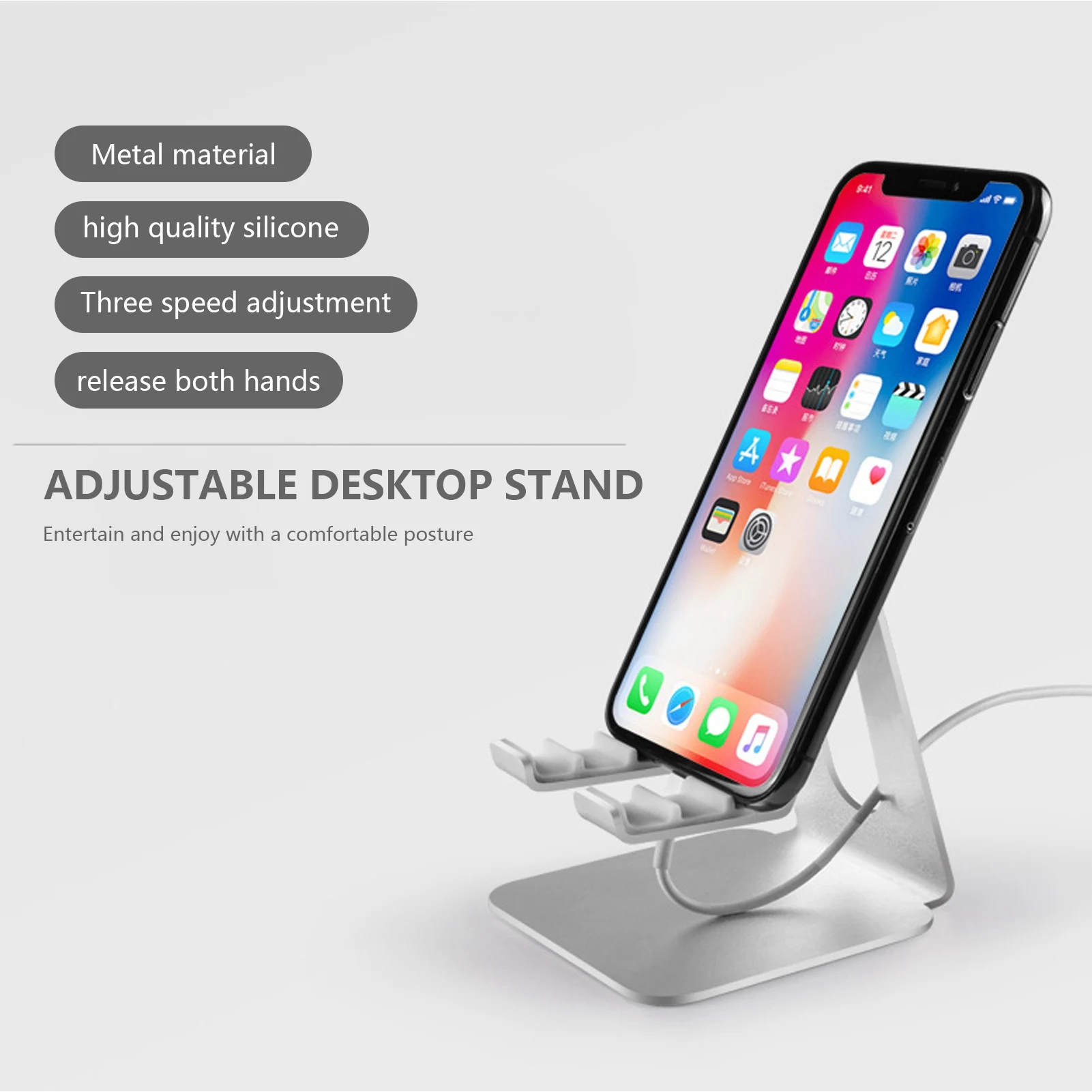 

Tablet Stand Cell Phone Stand Aluminium Alloy Phone Holder 3 Gear Tablet Stand Silver Mobile Phone Support