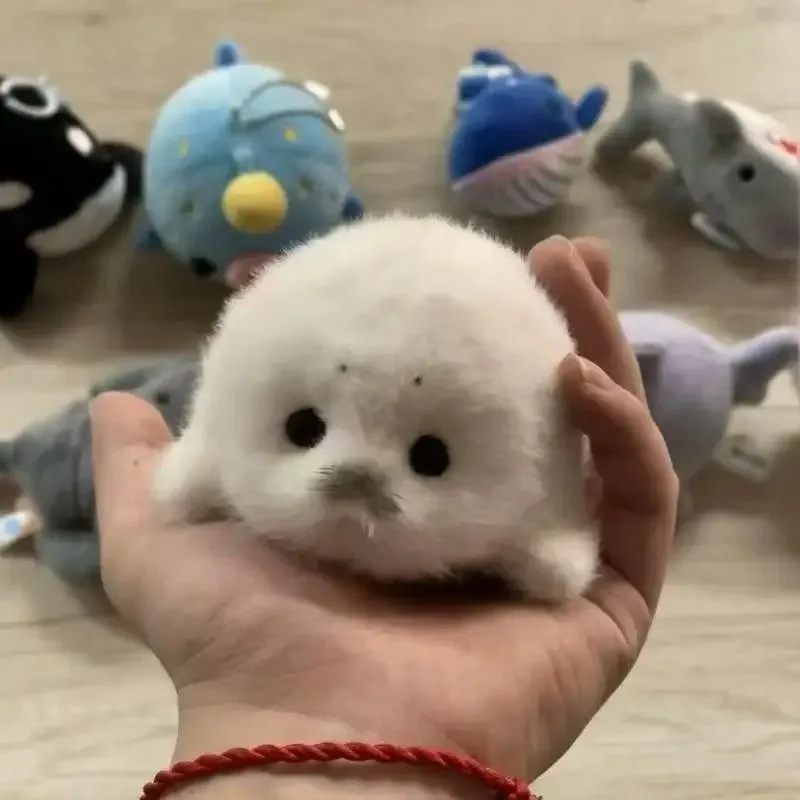 Baby Seal Plush Keychain Pendant - Realistic Ocean Animal Toy with Clip, Soft Souvenir Gift for Bag/Backpack (Simulation Design)