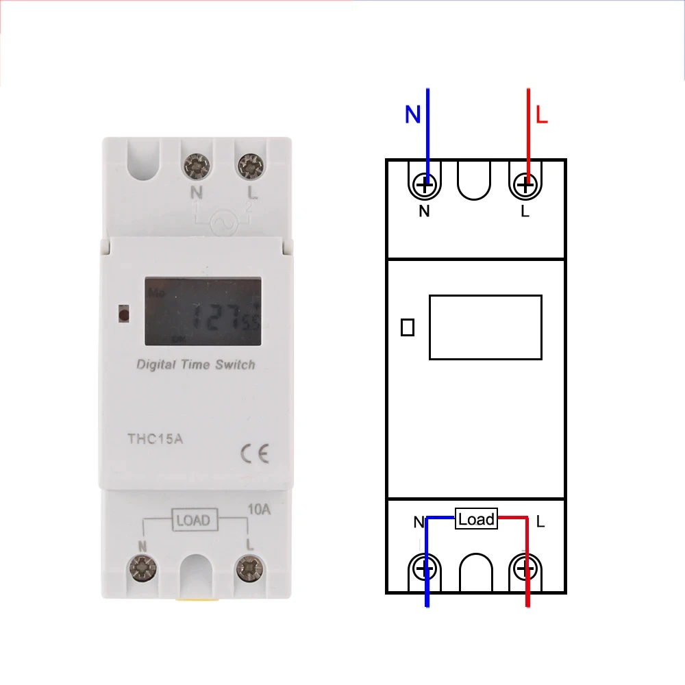 Timer Switch 1pc Electronic Weekly 7 Days Programmable Digital Relay Control 220V 230V 8A 10A 16A Din Rail THC15A