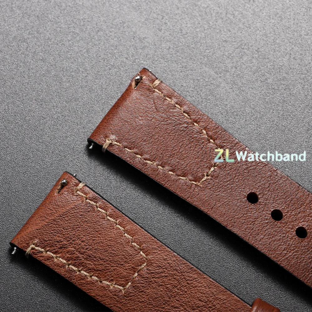 Vintage Genuine Leather Watch Strap, Retro Bracelet Quick Release Wristband