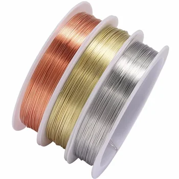1 Roll 0.2/0.3/0.4/ 0.5/ 0.6/0.8mm Sturdy Copper Wire DIY Beading Wire Bracelet Necklace Jewelry Making Accessories Cords Thread