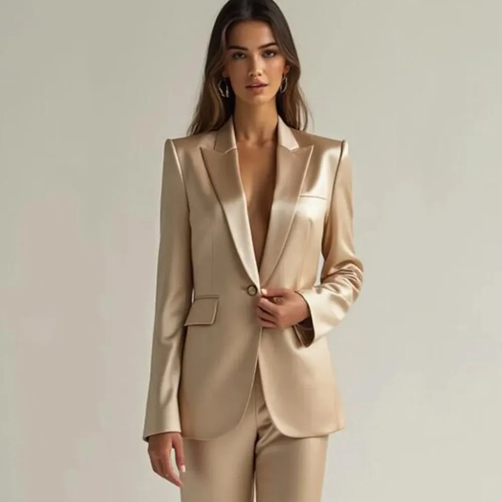Luxury High Quality Women's Suit One Button 2 Piece Jacket Pants Female Clothing Slim Fit Smart Office Banquet Lady Blazer Set