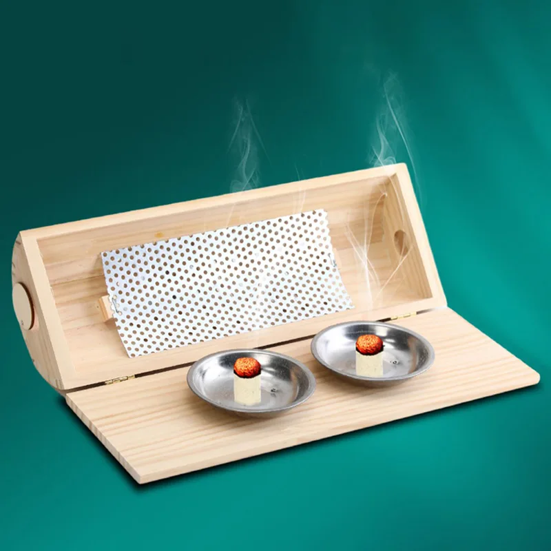 

Solid Wood Moxibustion Pillow Moxa Therapy Warm Neck Waist Massage Cervical Pain Relieve Chinese Traditional Physiotherapy