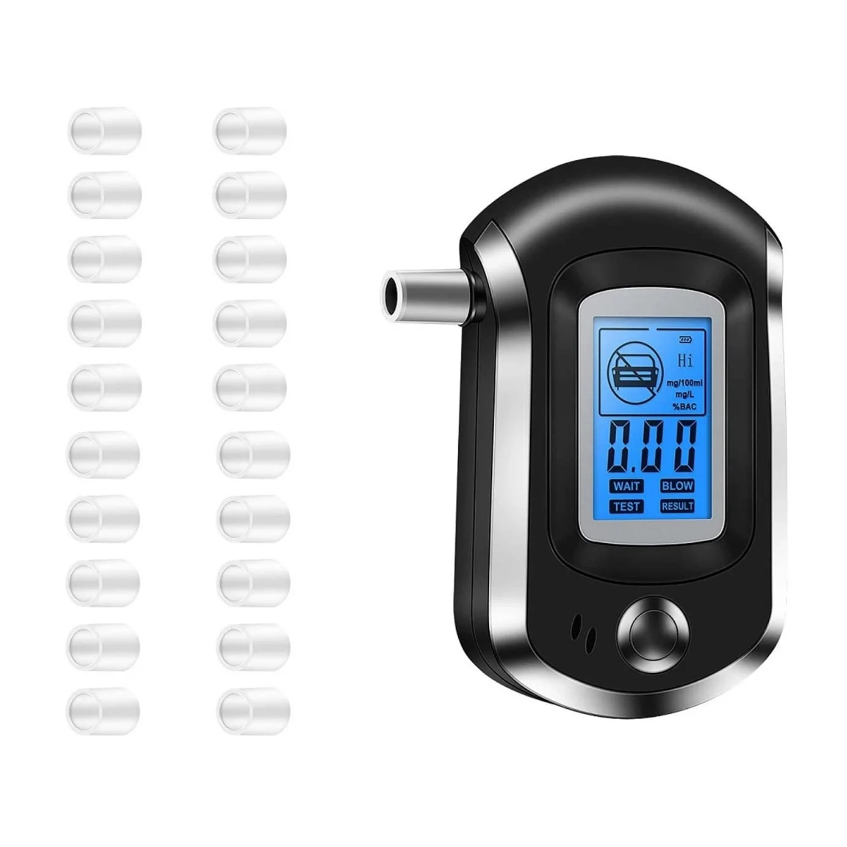 

Breathalyzer Tester Portable Breathalyzer LCD Display Digital Fast, High Accuracy Detector with 20 Mouthpieces