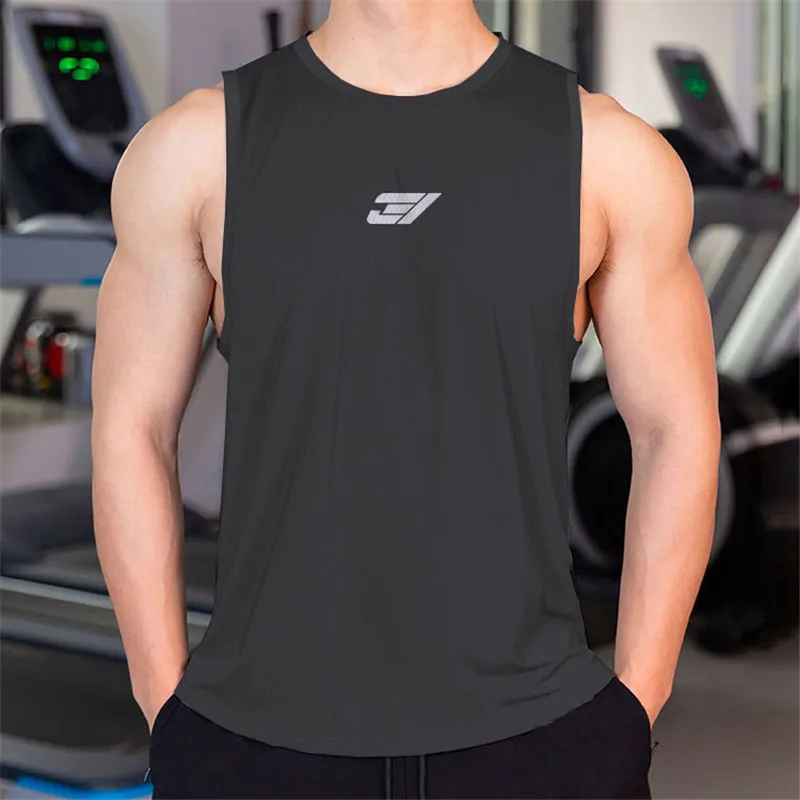 

Men Bodybuilding Tight Running Tank Tops Summer Jogger Workout Sleeveless Gyms shirt Men Sports Vest Fitness Brand Male Clothing