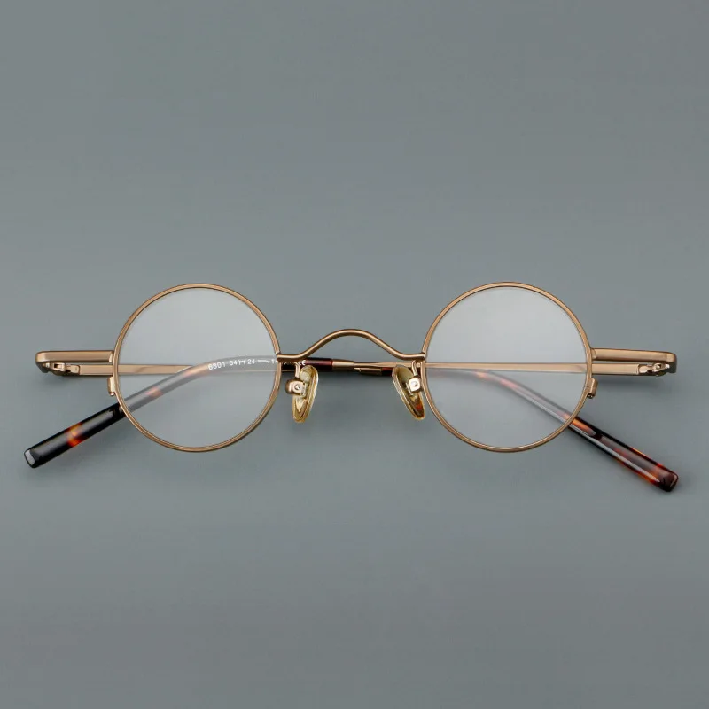 KLAR Ultraleichte Titanbrille, modisch, Retro, runde Brille, kleine Größe, Hyperopie, Myopie, optischer Rezeptrahmen, Unisex – Detail 7