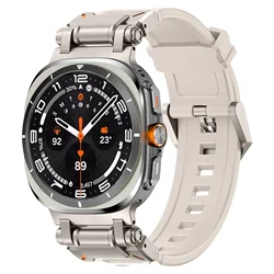 Sports TPU Rubber Quick Fit Strap - Silicone Bracelet Correa for Watch Ultra 47mm (Titanium Starlight)