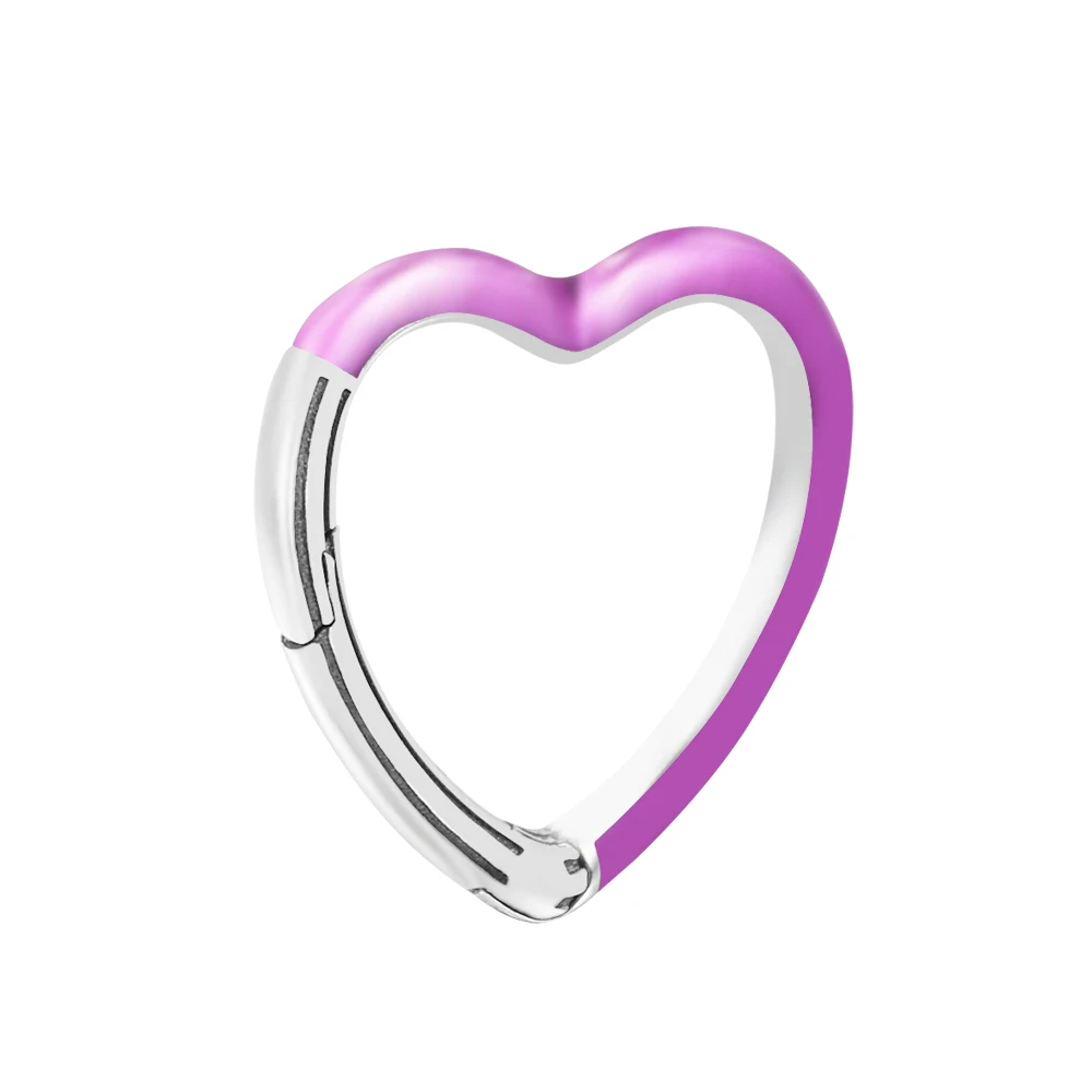 

Fits Pandora Bracelet ME Bright Purple Styling Heart Connector Charms 925 Sterling Silver Woman DIY Beads for Jewelry Making