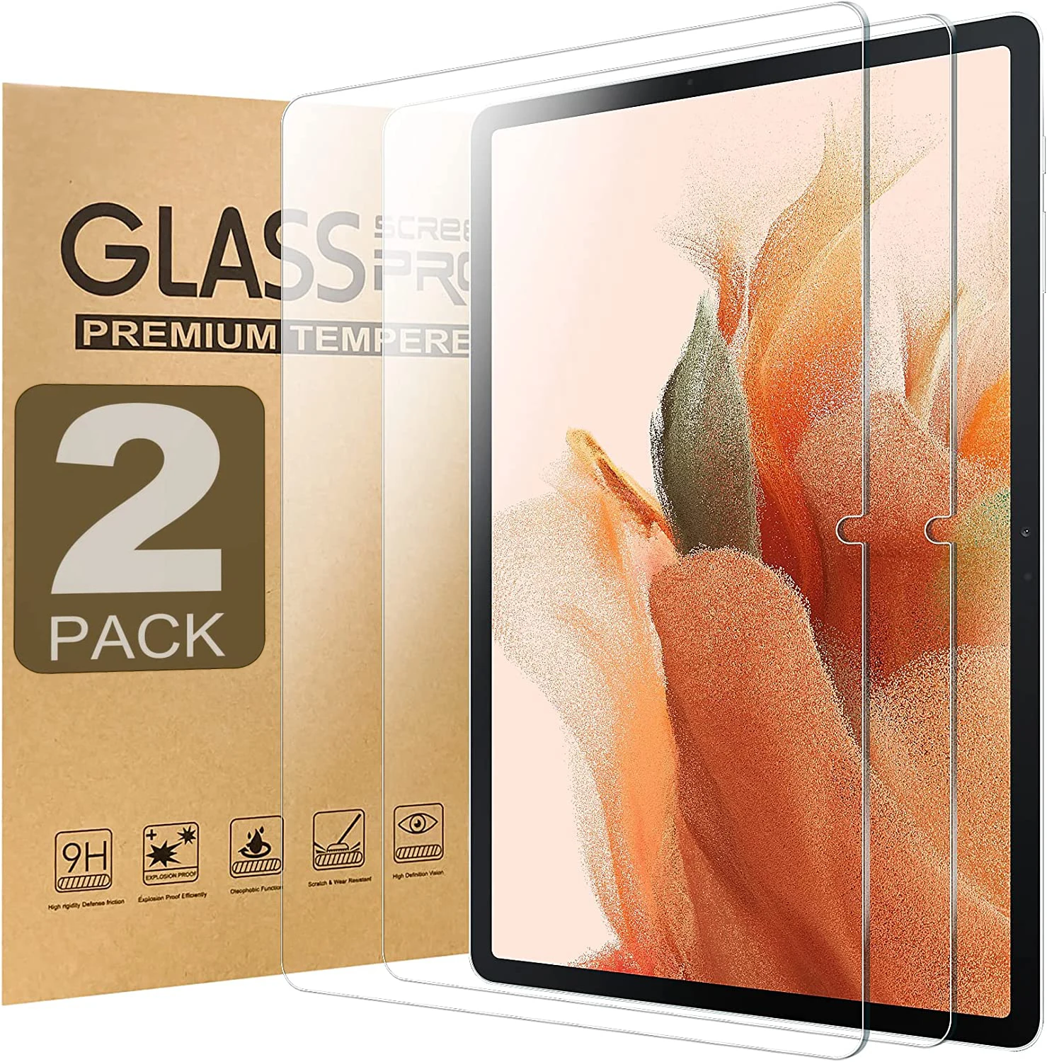2pcs Screen Protector Tempered Glass For Samsung Galaxy S7 FE 12.4'' 2021 s7 fe SM-T730 SM-T735 SM-T736B HD Clear Tablet Film （2 packs）tempered glass for samsung galaxy tab s7 fe plus 2021 12 4 sm t730 t736b t970 t976b full coverage screen protector film
