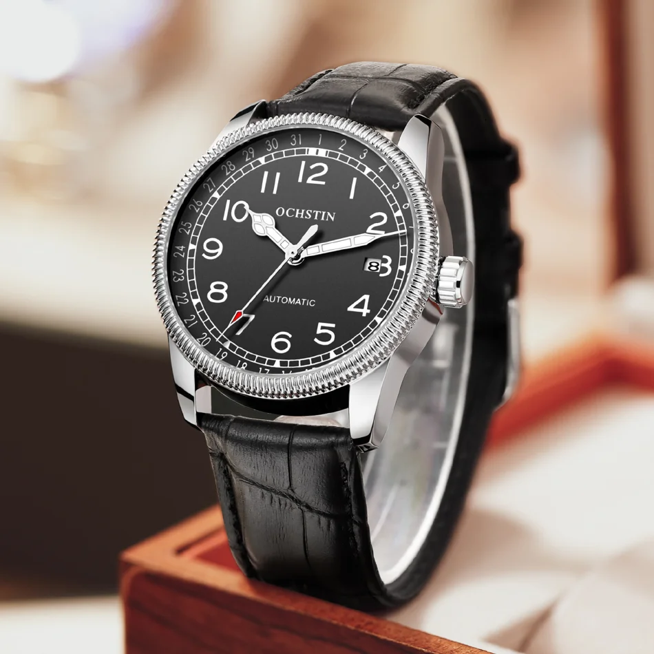 

OCHSTIN Men's Watches 2023 Pilot Automatic Mechanical Wristwatch OCHSTIN Luxury Brand Luminous Clock Gift For Male Black Relogio